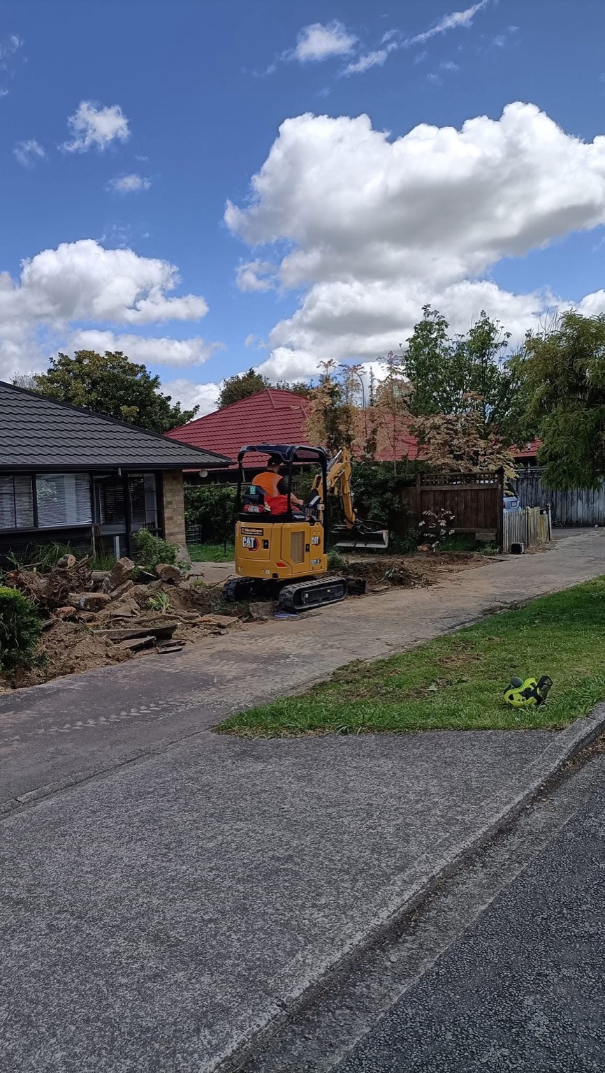 Digger and earthworks on site